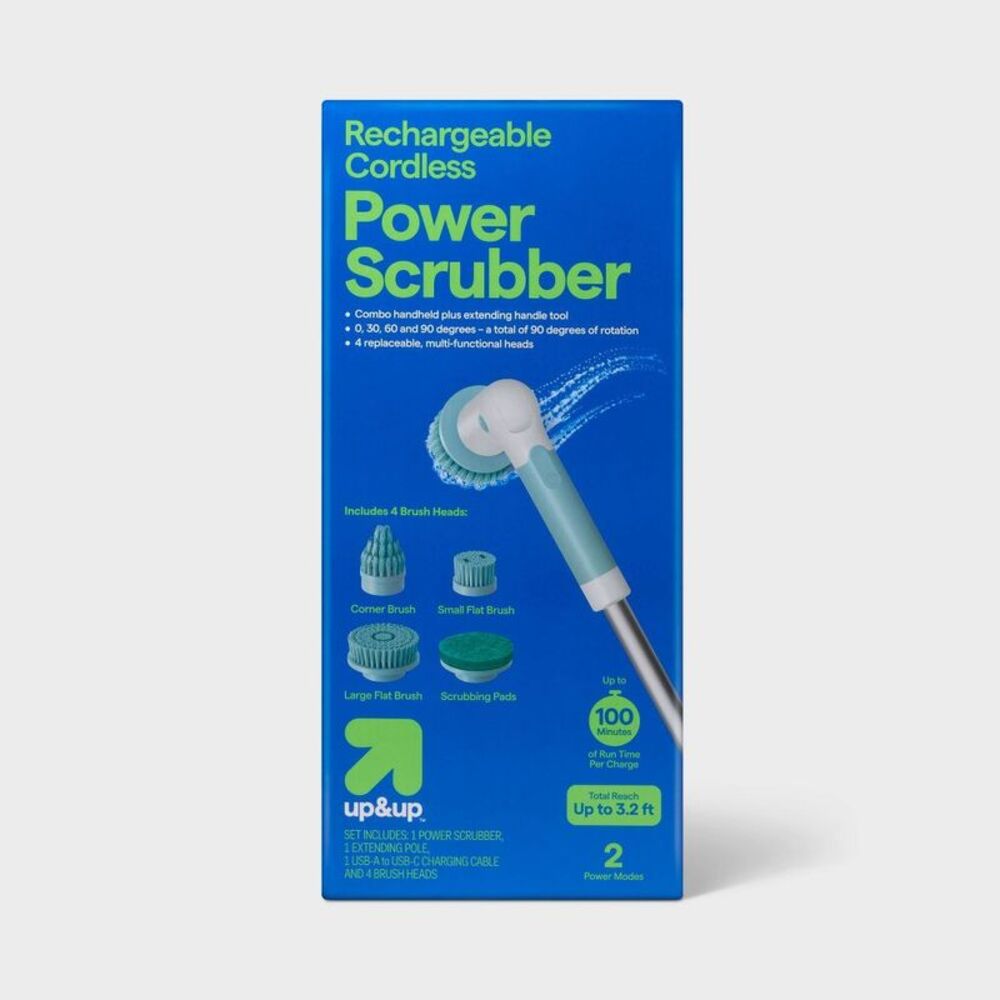 Power Scrubber with Attachments Handheld Plus Extended Handle - up&up